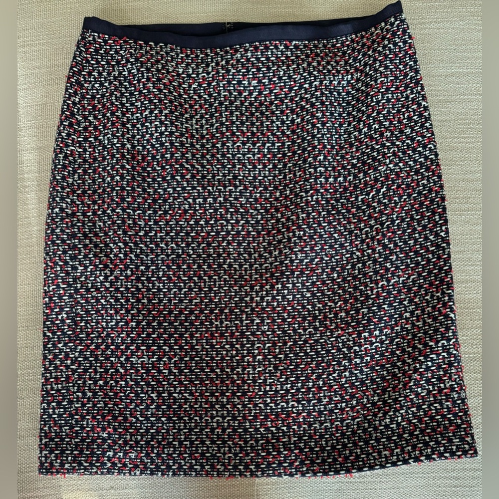 Talbots Knee Length Tweed Pencil Skirt - Red/White/Blue - 12